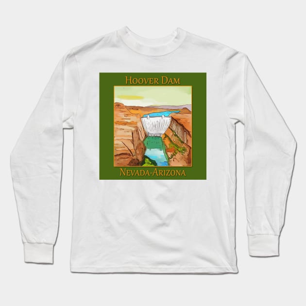 Hoover Dam on the Colorado River, on the Nevada-Arizona border Long Sleeve T-Shirt by WelshDesigns